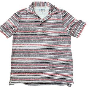 IBKUL Mens IceFil Polo Shirt Medium Red White Striped UPF 50+ Golf Top CC30